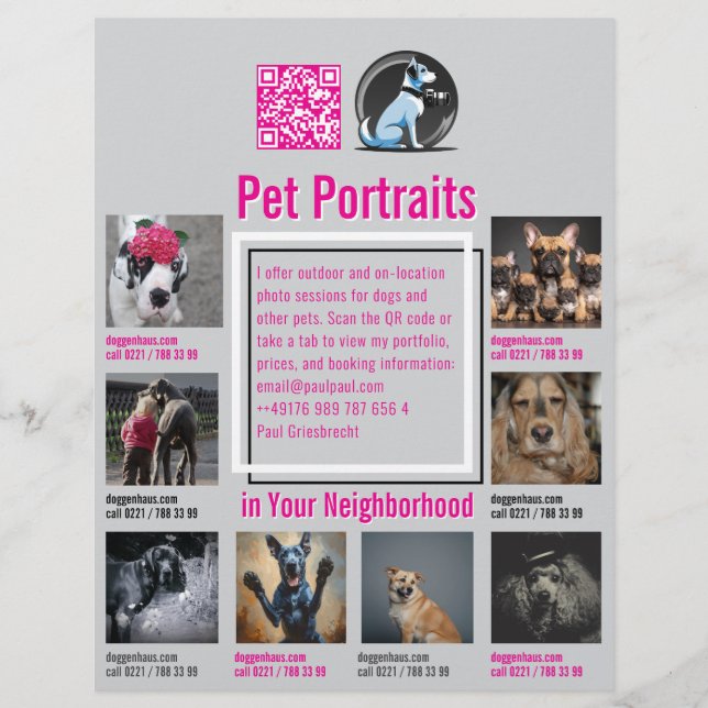 Folletos de sesión de fotografía de mascotas con c (Frente)