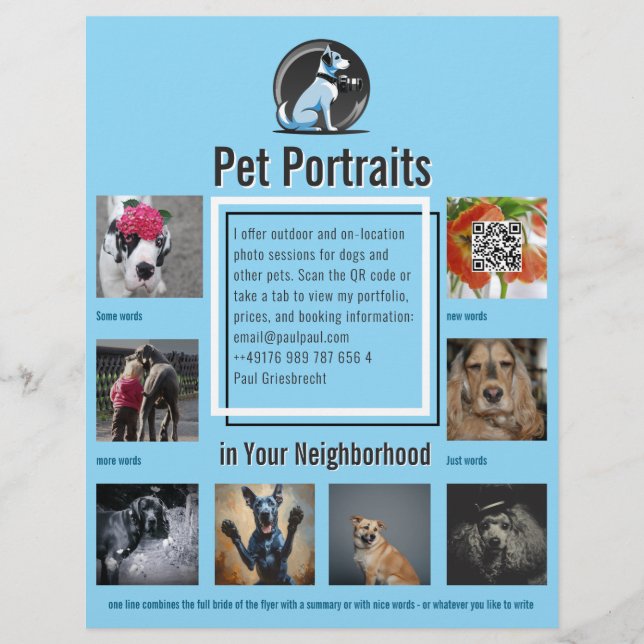 Folletos de sesión de fotografía de mascotas con c (Frente)