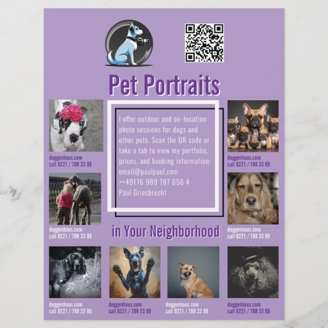 Folletos de sesión de fotografía de mascotas con c (Frente)
