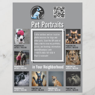 Folletos de sesión de fotografía de mascotas con c