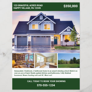 Folletos de venta de casa a doble cara de página c