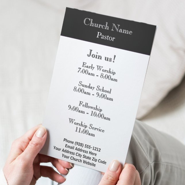 Folletos modernos de conexión de la Iglesia Blanca (Modern Black White Church Connection Brochures)