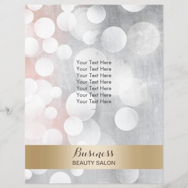 Folletos modernos de salón de belleza plateado y d (Frente)