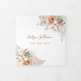 folletos trípicos de beige y menta tropical