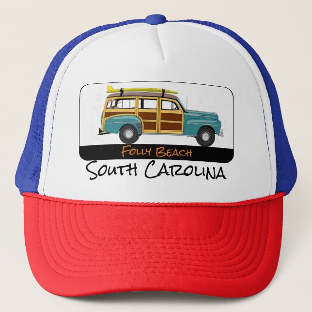 Folly Beach, Sombrero de Camionero Woody Surf Caro (Anverso)