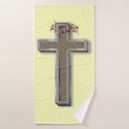 Fondo Amarillo de la toalla de baño cruzada