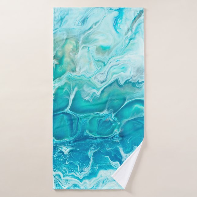 Fondo azul creativo abstracto con la mano pintada, (Toalla de baño)