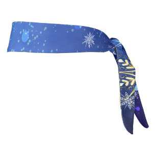 Fondo azul XMAS con copos de nieve dorados