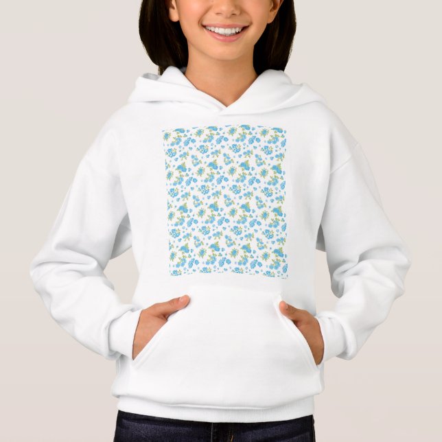 fondo blanco con flores azules y pulga verde (Anverso)