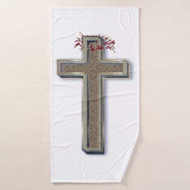 Fondo blanco de la toalla de baño cruzada (Toalla de baño)