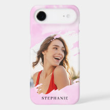 Fondo de acuarela rosa con foto personalizada y no