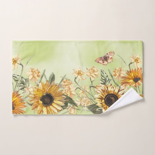 Fondo de agua amarillo verde Ombre (Toalla de mano)