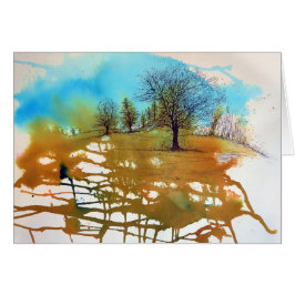 Fondo de color de agua pintada con árboles entinta