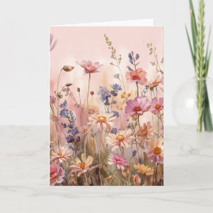 Fondo de color rosa en polvo con tarjeta en blanco