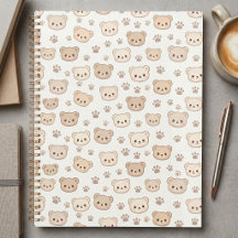 Fondo de cubierta de cuaderno con patrón de osito