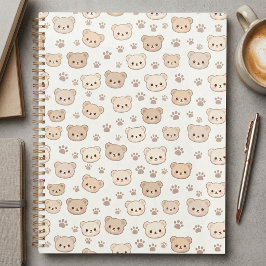 Fondo de cubierta de cuaderno con patrón de osito