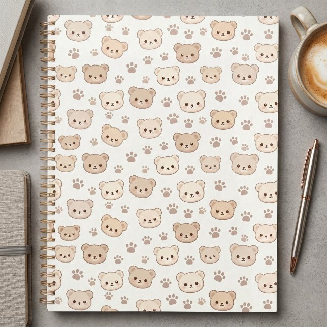 Fondo de cubierta de cuaderno con patrón de osito  (Subido por el creador)