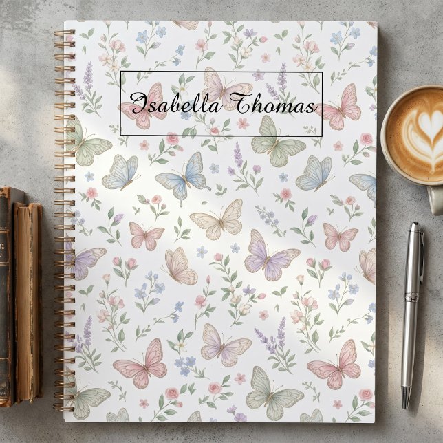 Fondo de cubierta de cuaderno floral de mariposa p (Subido por el creador)