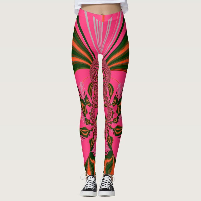 Fondo de diseño morado Mujeres Leggings (Anverso)