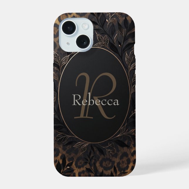 Fondo de estampado de leopardo de lujo con nombre (Reverso )