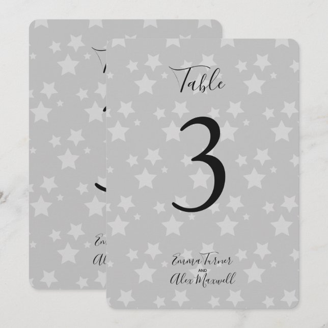 Fondo de estrellas grises | Tarjetas de número de  (Anverso / Reverso)