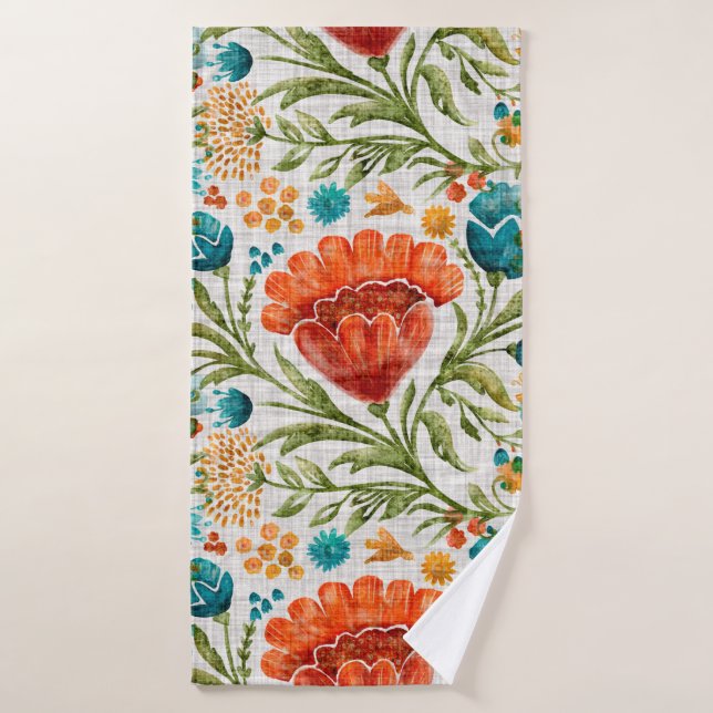 Fondo de flor acuarela. Pintado de mano (Toalla de baño)