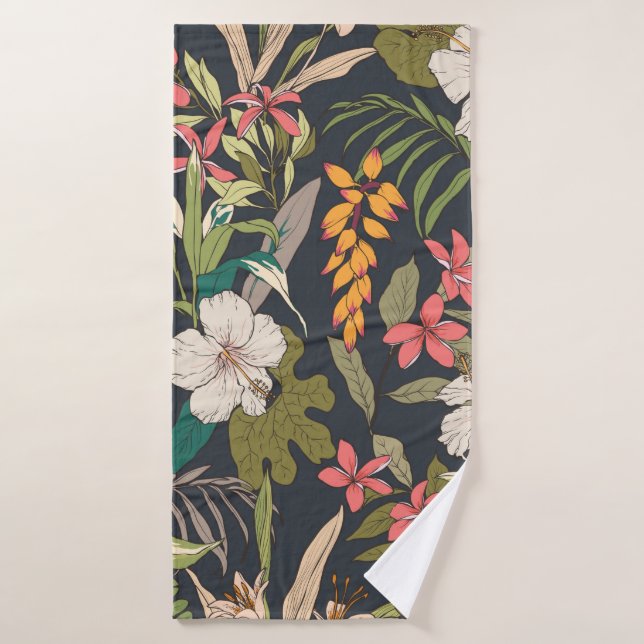 Fondo de flores tropicales sin foco (Toalla de baño)