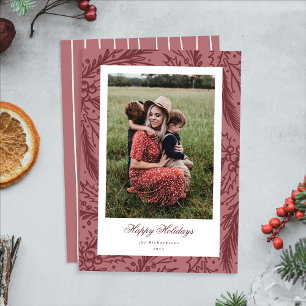 Fondo de Foto de Tarjeta de Navidad con Acebo Dibu