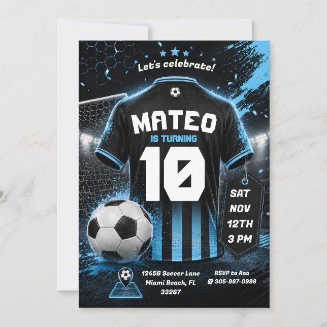Fondo de invitación de cumpleaños con camiseta de  (Anverso)