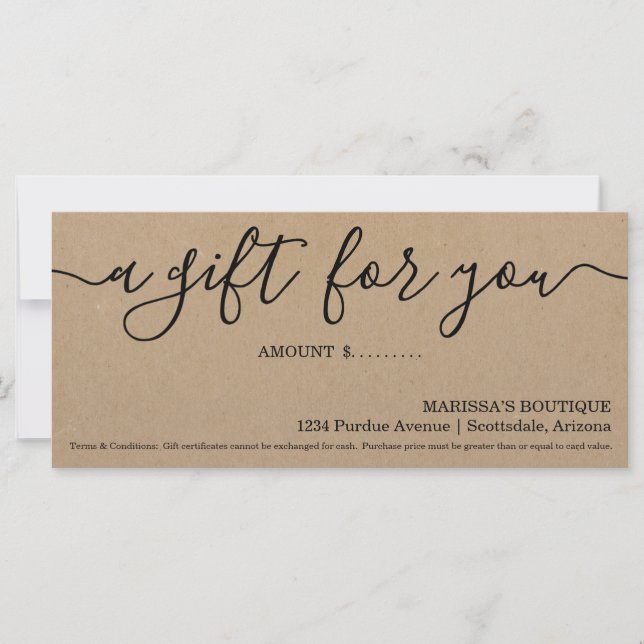 Fondo de Kraft para certificado de regalo de negoc (Anverso)