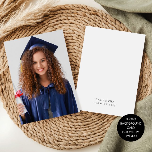 Fondo de la foto para la Invitación Vellum Grad (Front and back view)