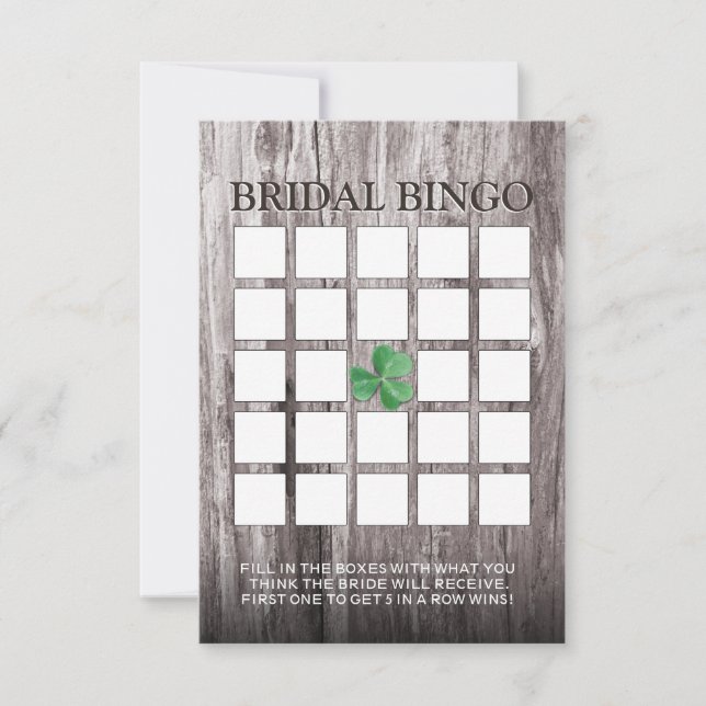 Fondo de madera de trébol Cartones de bingo para d (Anverso)