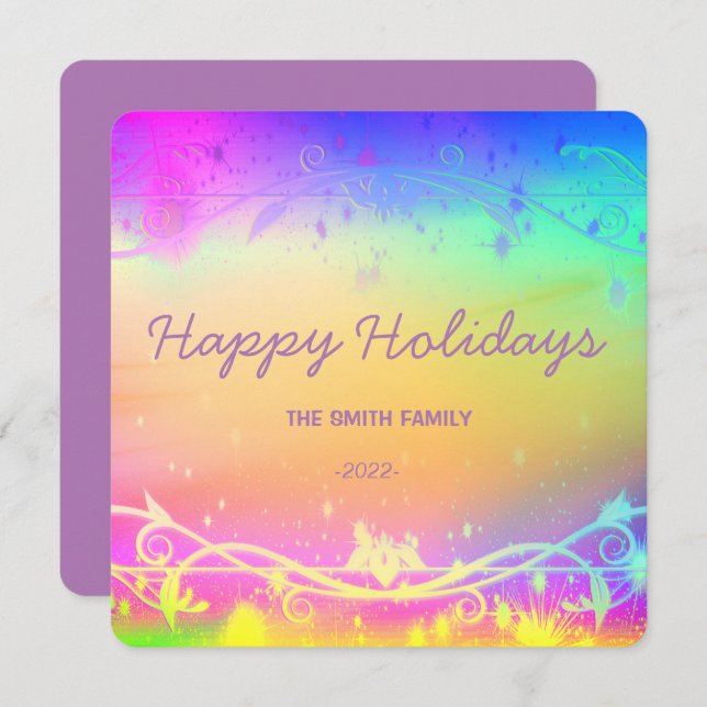 Fondo de Navidad morado fluorescente Coche festivo (Anverso / Reverso)