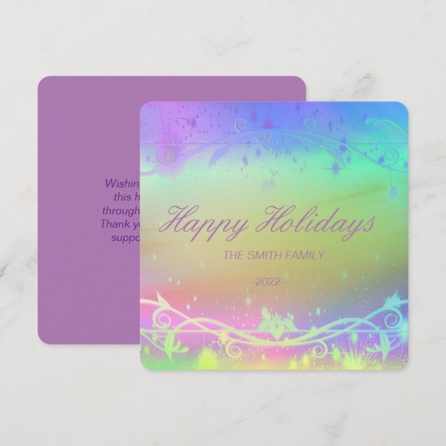 Fondo de Navidad púrpura fluorescente Tarjeta de v (Anverso / Reverso)