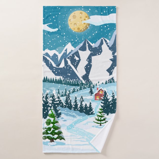 Fondo de navidades de invierno. Madera de pino y s (Toalla de baño)