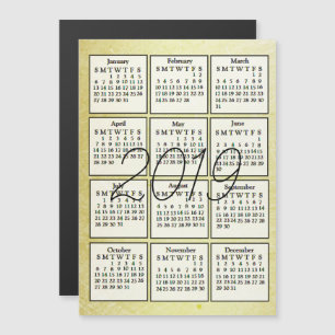 Fondo de oro del imán del calendario 2019