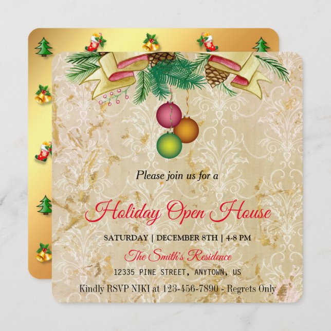 Fondo de oro viejo, tarjeta de vacaciones mágica d (Anverso / Reverso)