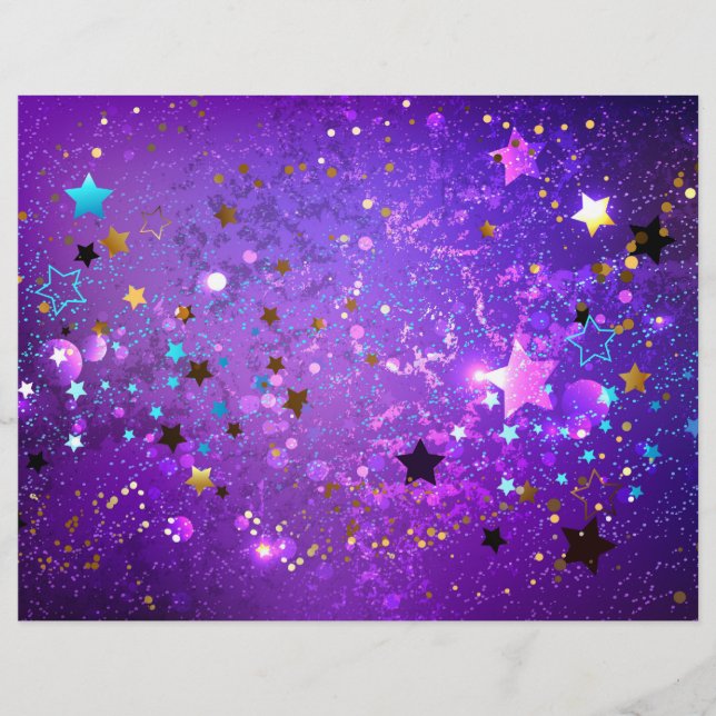 Fondo de papel de aluminio púrpura con estrellas (Frente)