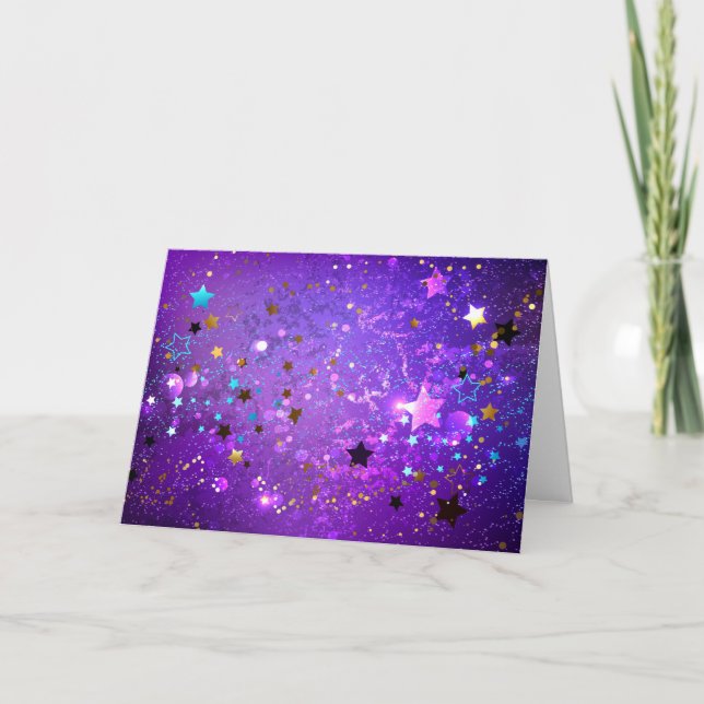 Fondo de papel de aluminio púrpura con estrellas (Anverso)