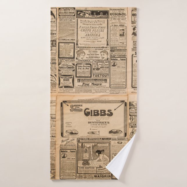 Fondo de papel usado. Vieja página de periódico co (Toalla de baño)