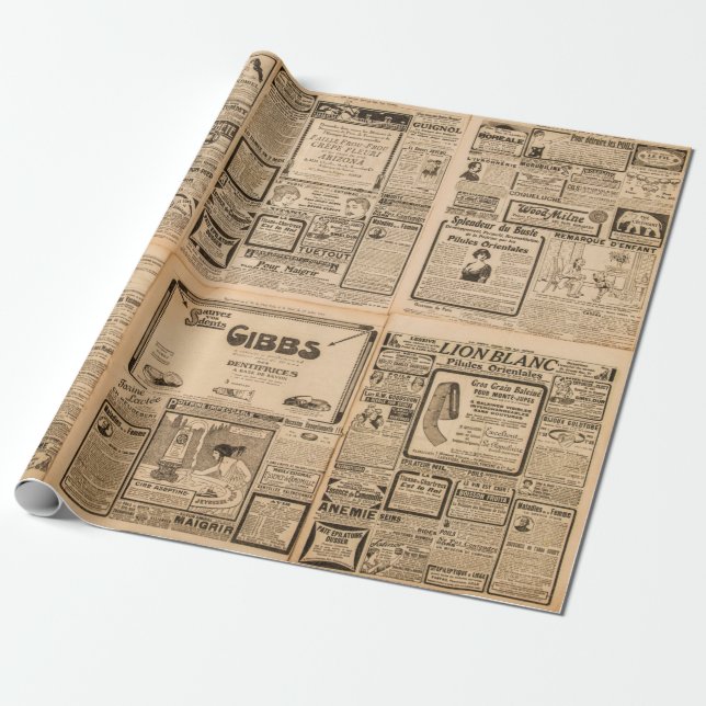 Fondo de papel usado. Vieja página de periódico co (Desenrollado)