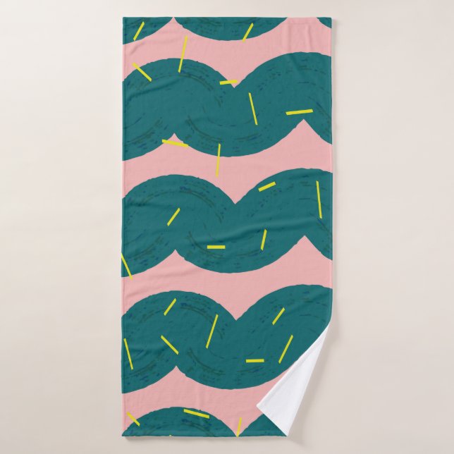 fondo de patrón de cactus lindo ondulado (Toalla de baño)