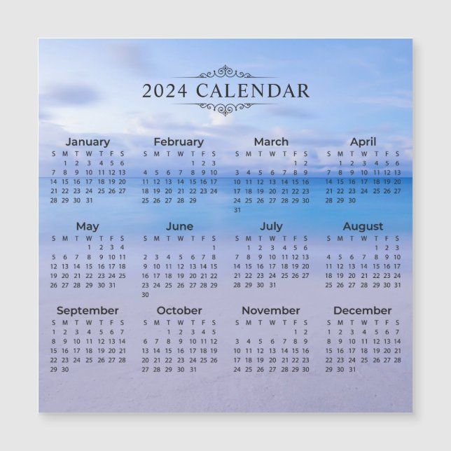 Fondo de playa del Calendario 2024 | Tarjeta magné (Anverso)