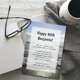 Fondo de playa Invitación a la fiesta de cumpleaño