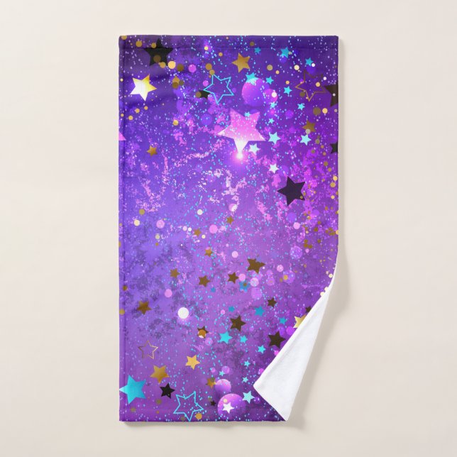 Fondo de Relieve metalizado púrpura con estrellas (Toalla de mano)