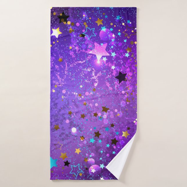 Fondo de Relieve metalizado púrpura con estrellas (Toalla de baño)