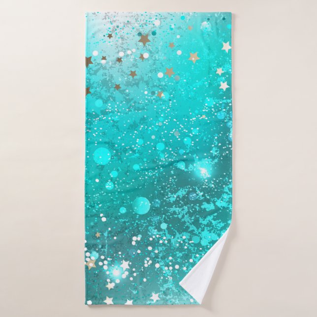 Fondo de Relieve metalizado turquesa de mimbre (Toalla de baño)