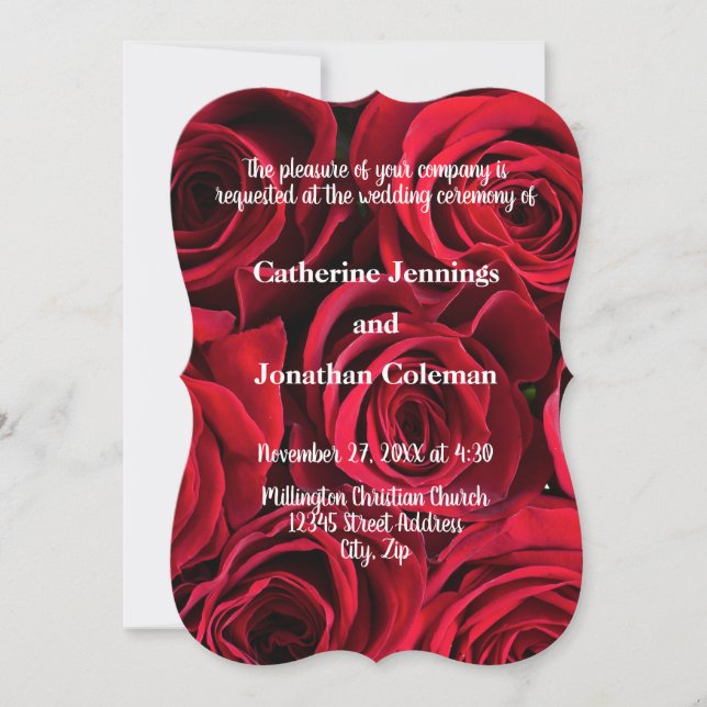 Fondo de Rosas - Invitación de Boda (Anverso)