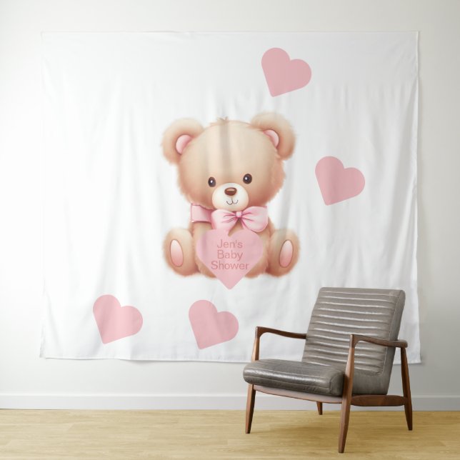 Fondo de Tapiz de Teddy Bear Pink Hearts (In situ (horizontal))