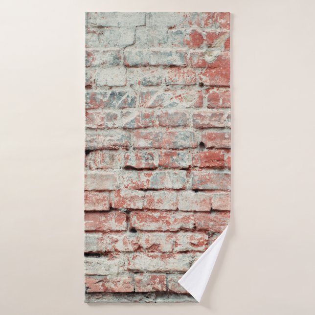 Fondo de textura de pared de ladrillo gastado rojo (Toalla de baño)